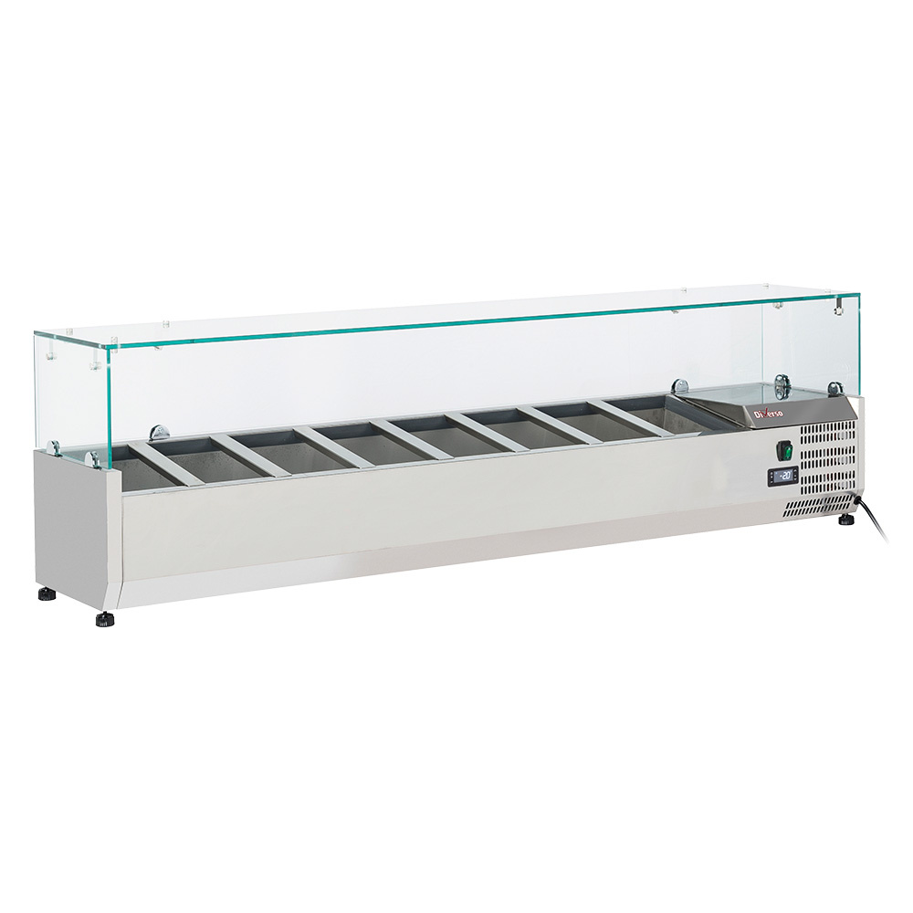Diverso Kühlaufsatzvetrinen GN Kühlaufsatz 8x GN 1/4 - 150 mm, mit Glas