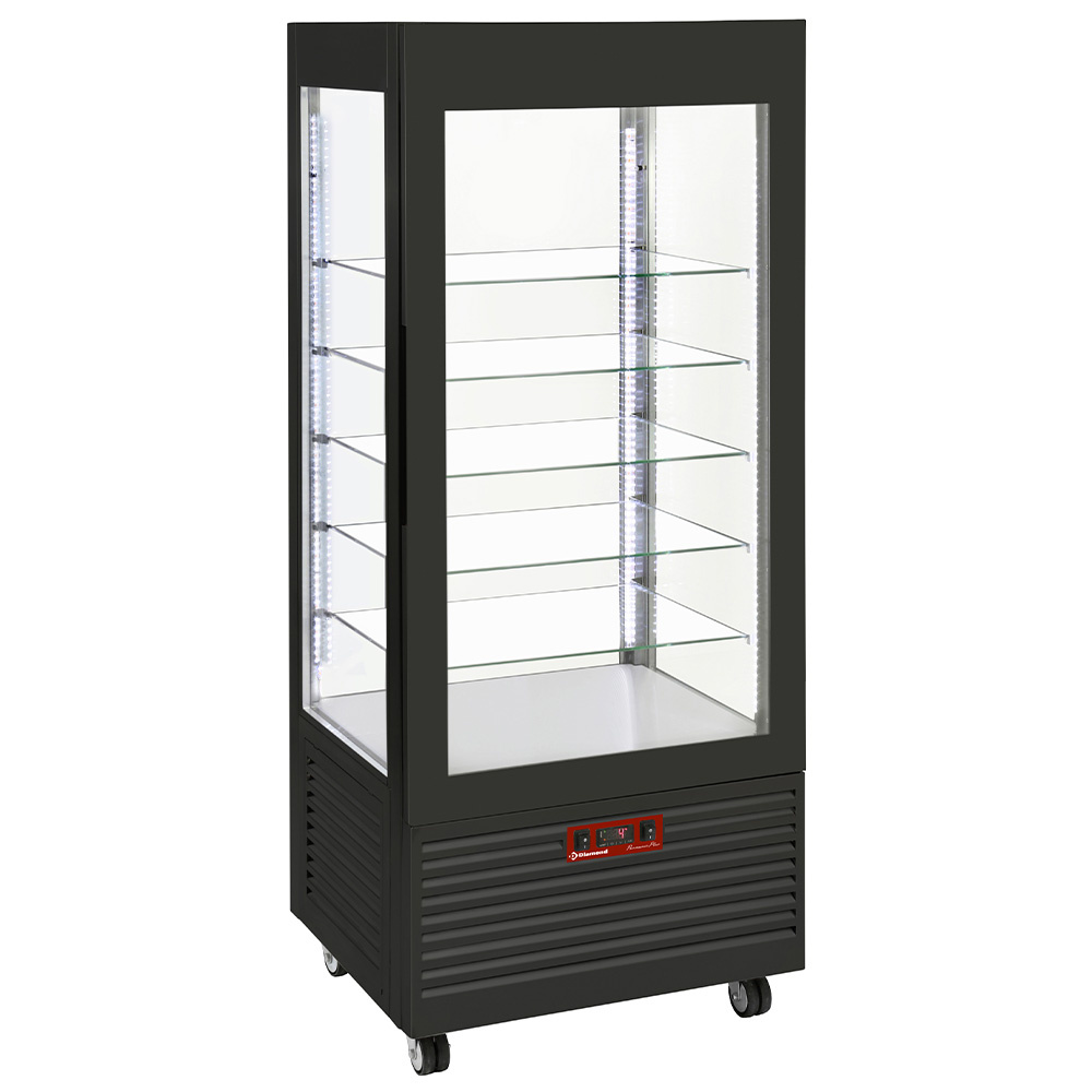 Diamond Vitrines T° positive & negative Vitrine 4 Seiten T° negativ, 5 Regale aus Glas, belüftet, 480 Lit., SCHWARZ