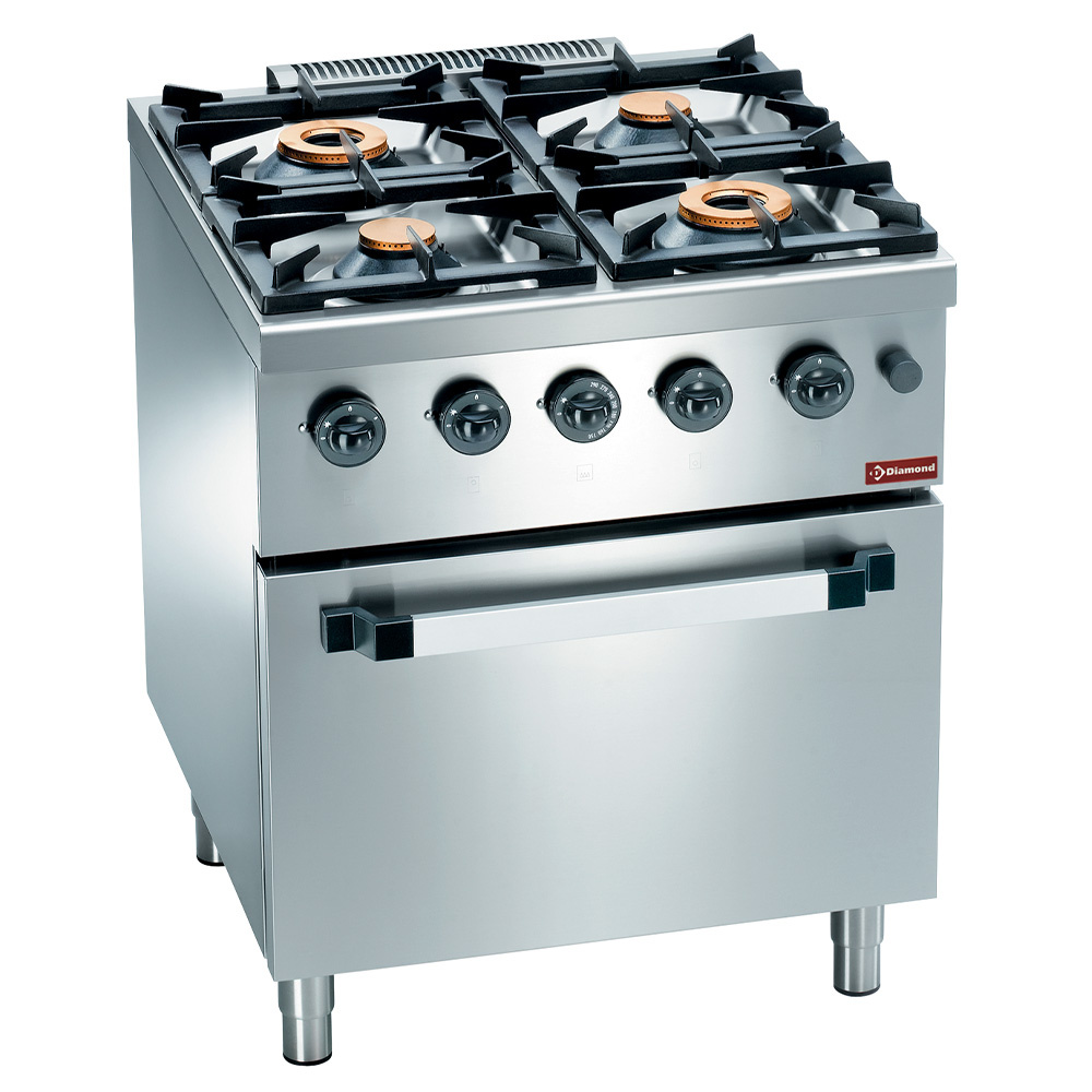 Diverso Ofen Gasherd 4 Brenner auf Gasbackofen GN 2/1