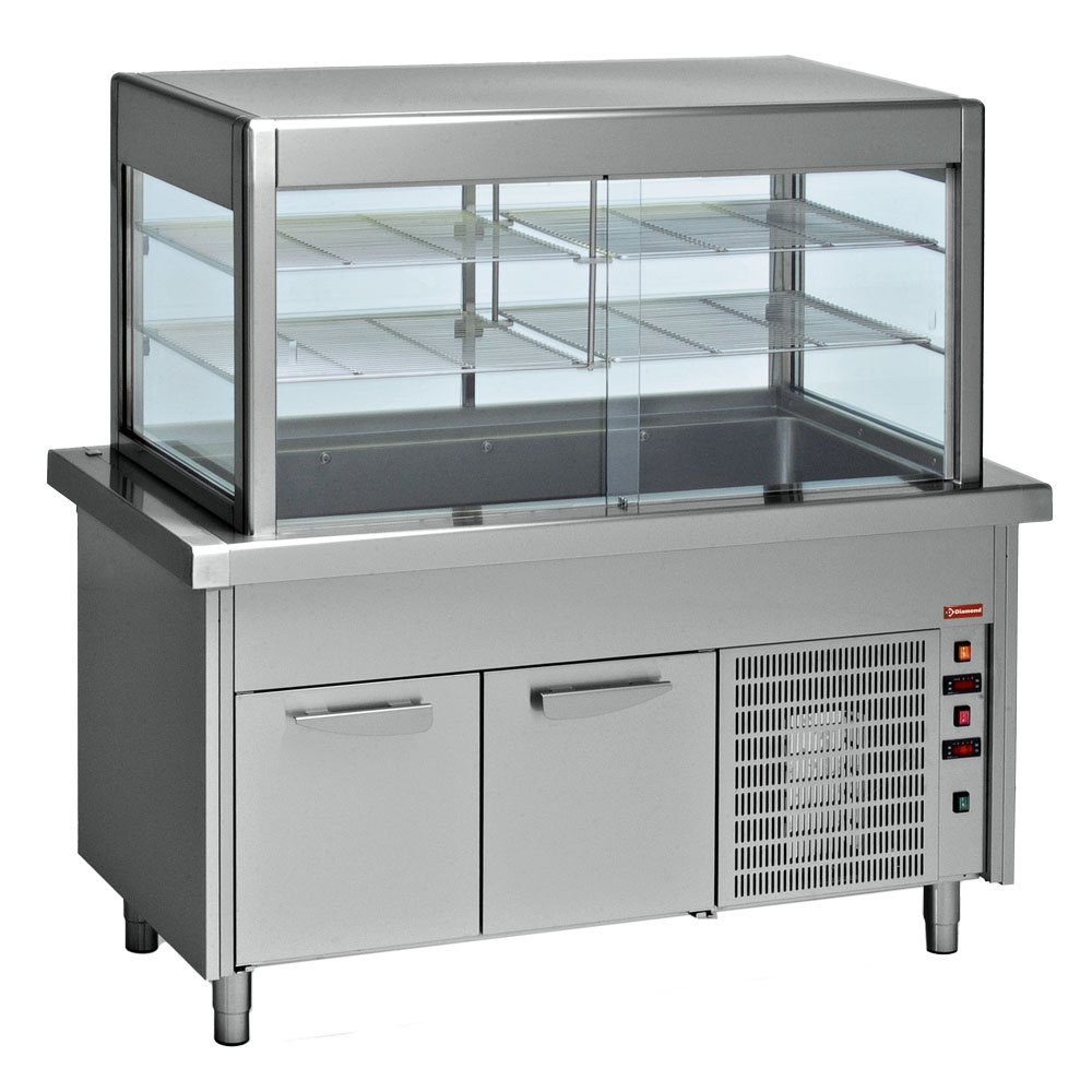Diamond Modulare Self-service 800 Element Kühlwanne und Kühlvitrine auf Kühlunterbau 4x GN 1/1
