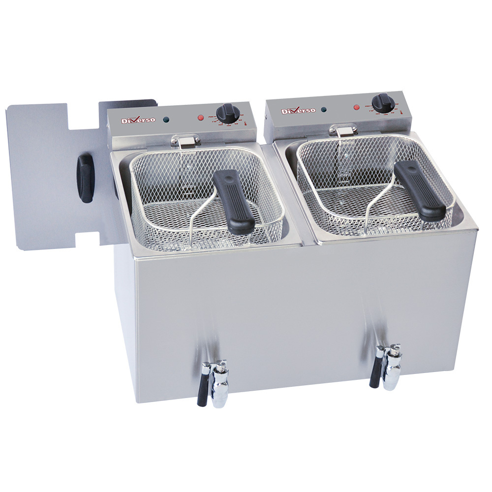 Diamond Friteusen Elektro Tischfriteuse 2x 8 Liter + Ablasshahn