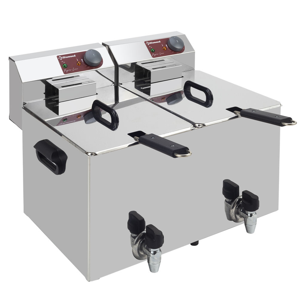 Diamond Friteusen Elektro -Tischfriteuse 2x 8 Liter + Ablasshahn