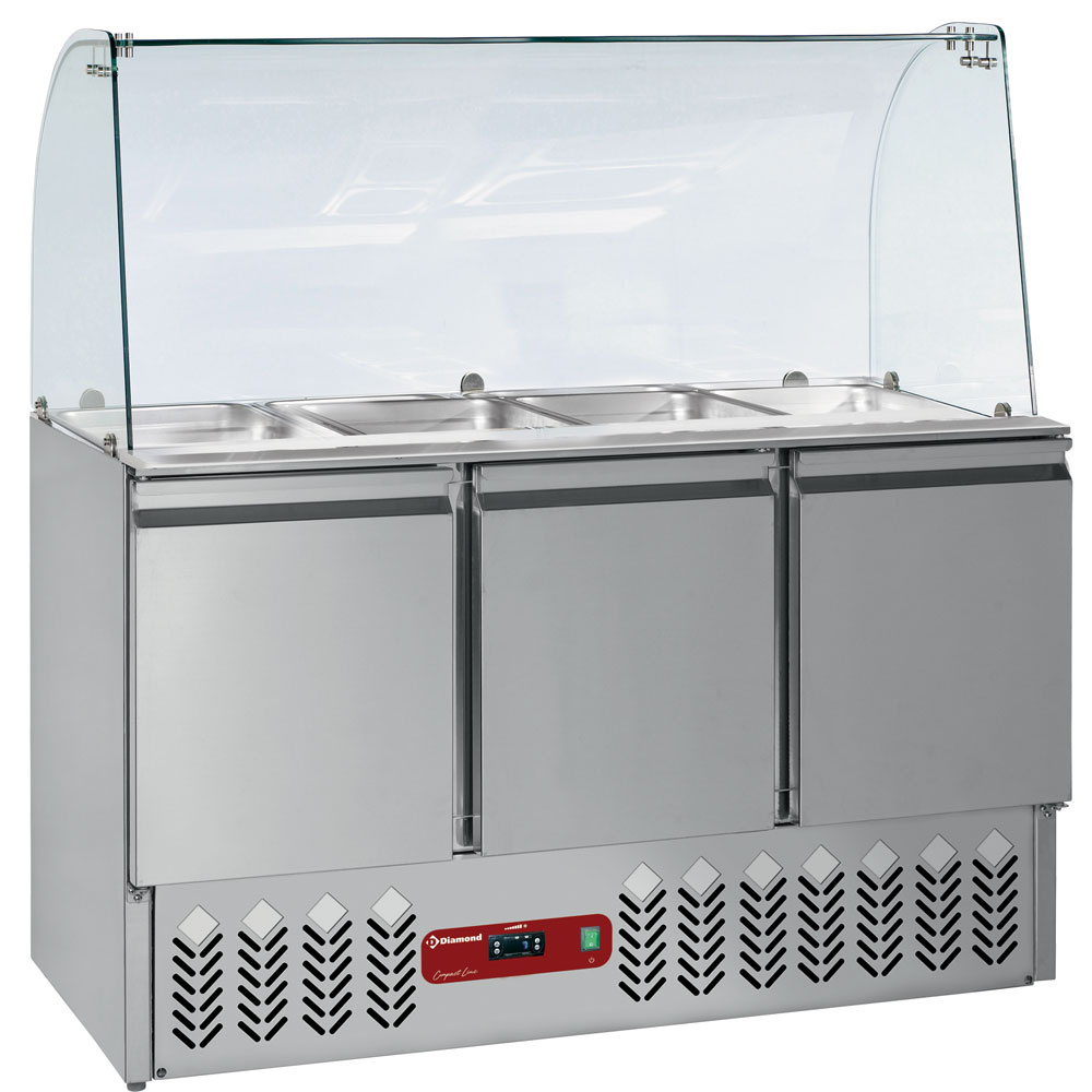 Diamond Khl- und Gefriertische Zusammenstellung Saladette & Set gewölbtes Glas :