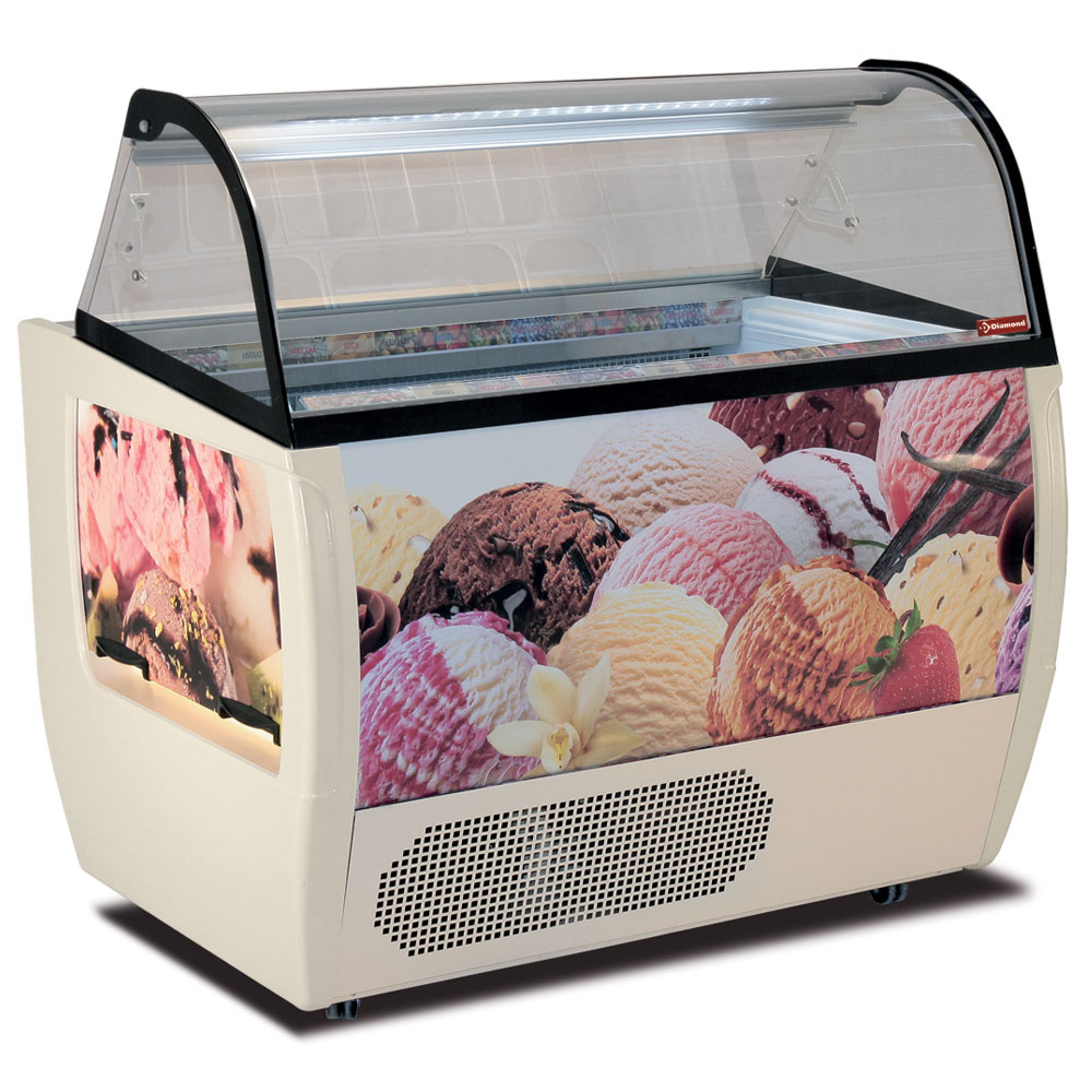 Diamond Eiscreme-Theken Speiseeisvitrine für 10 Behälter a 5l, mit Reserve