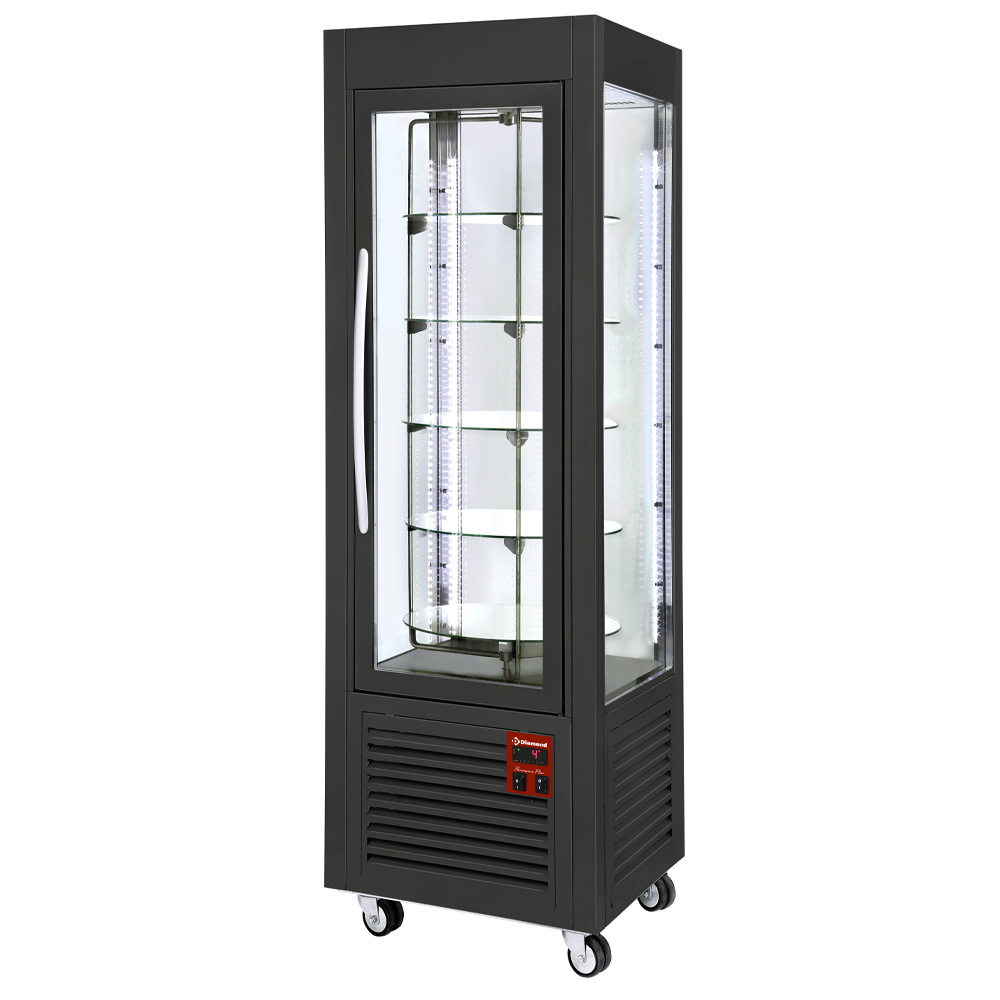 Diamond Vitrines T° positive & negative Panorama Vitrine, 5 rotierende Glasablagen, 360 LT, Schwarz