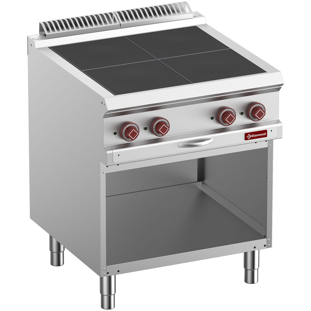 Diamond Kochserie OPTIMA 700 Elektroherd mit 4 extra flachen platten, auf offenem Unterbau