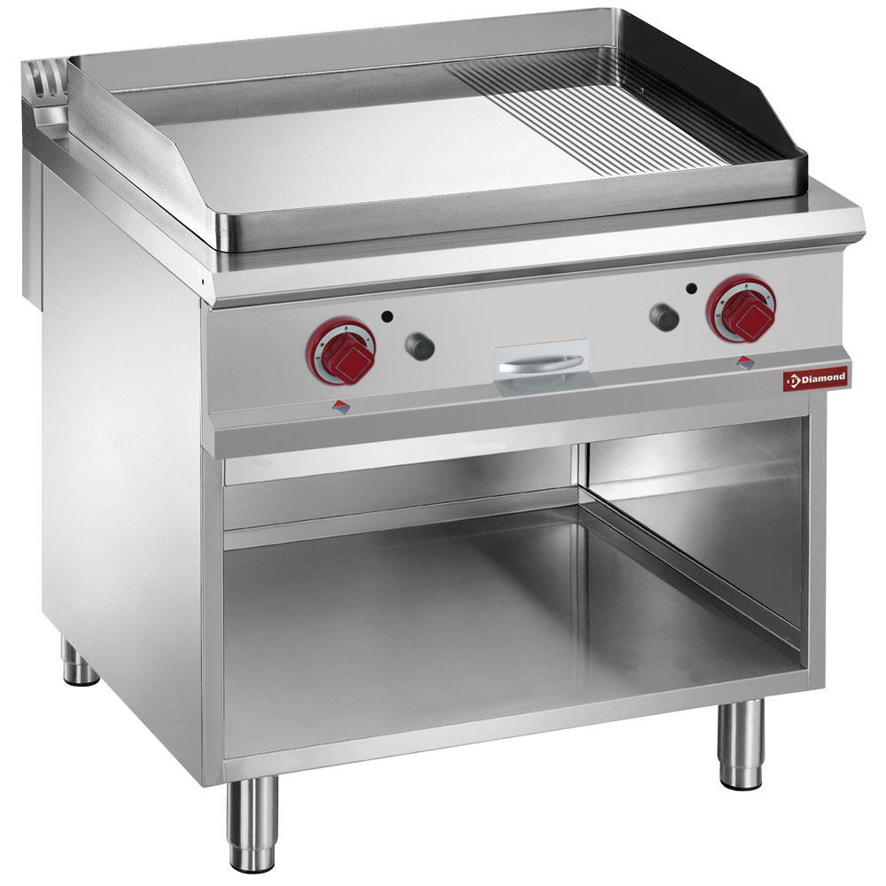 Diamond Kochserie 900 Gas-Grillplatte 2/3 glatt & 1/3 gerillt, Gasmodul 1/1, offener Unterbau
