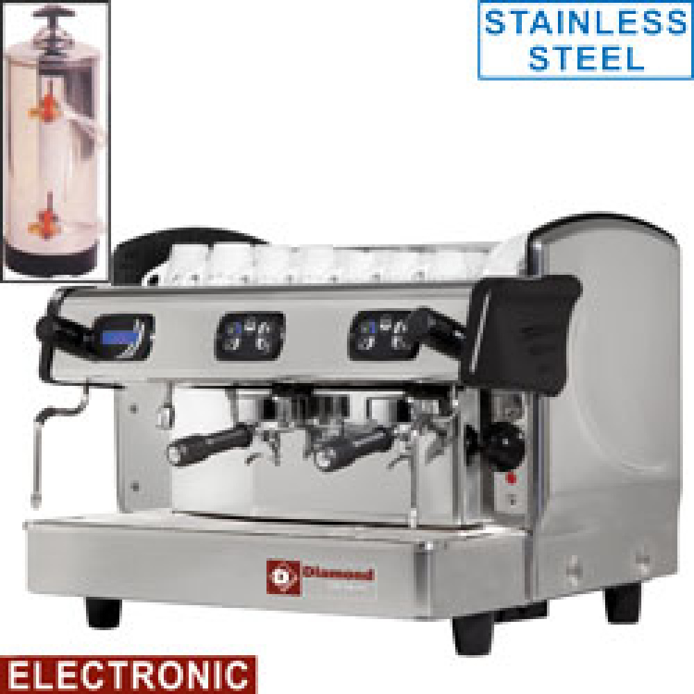 Diamond Espresso-Kaffeemaschinen Kaffee- Expressomaschine, 2 Gruppen mit Anzeige