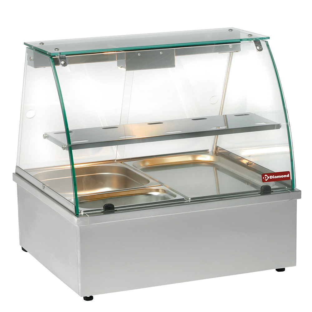 Diamond Warme Vitrinen Wärmevitrine, Bain-Marie 2x GN 1/1 Panorama