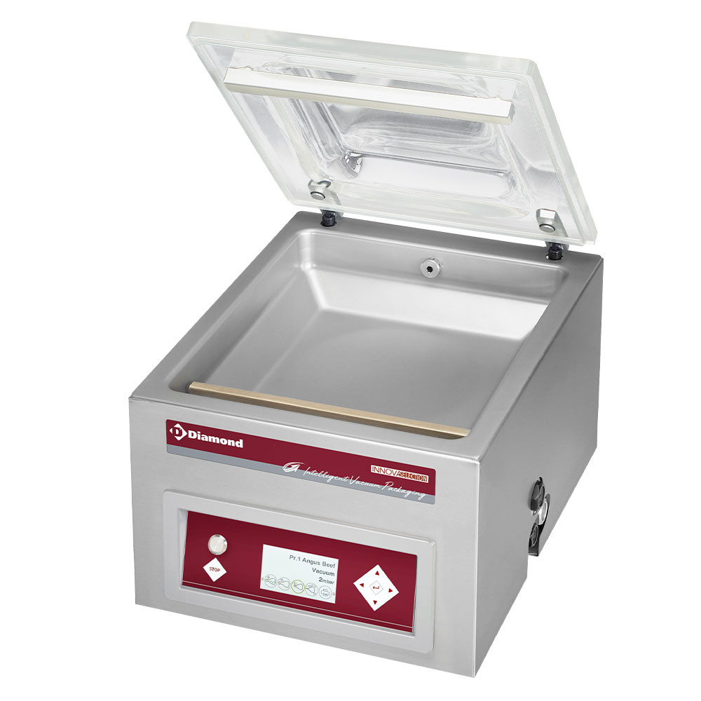 Diamond Vakuummaschine Vakuummaschine, Edelstahlbehälter 350x370xh150 mm. -16 m3/Std. LCD-Bildschirm
