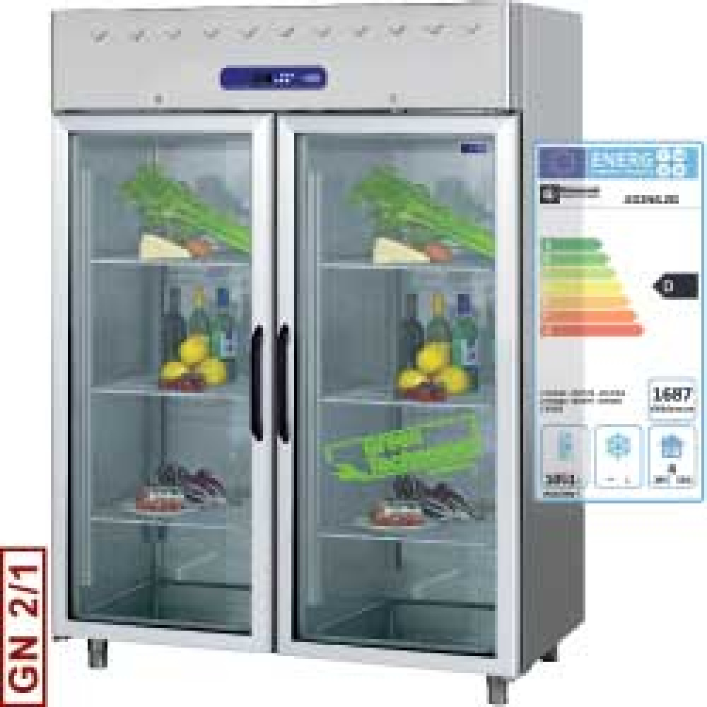 Diamond 1400 Lt / GN 2/1 Kühlschrank 1400 Liter belüftet, 2 Glastüren GN 2/1