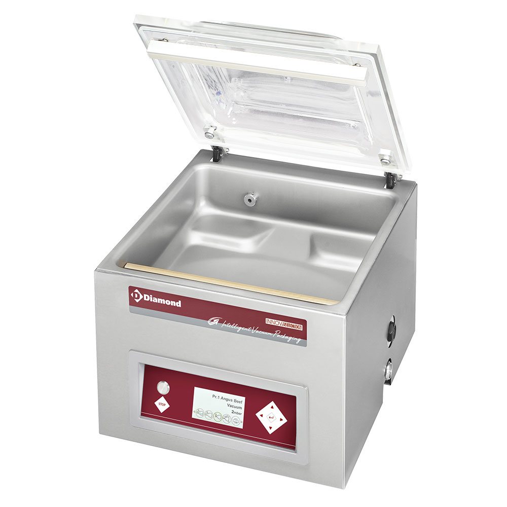 Diamond Vakuummaschine Vakuummaschine, Edelstahlbehälter 420x370xh180 mm. -21 m3/Std. LCD-Bildschirm