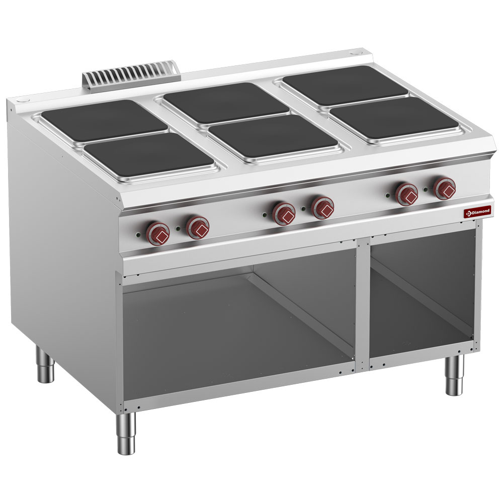 Diamond ELECTRIC Elektro Plattenherd mit 6 rechteckige Kochplatten, offener Unterbau