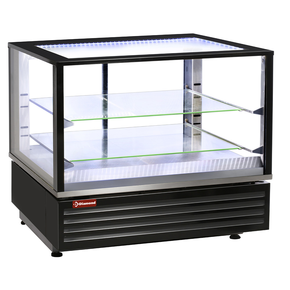 Diamond Warme Vitrinen Beheizte Vitrine EN oder GN, belüftet, 2 Ebenen, SCHWARZ
