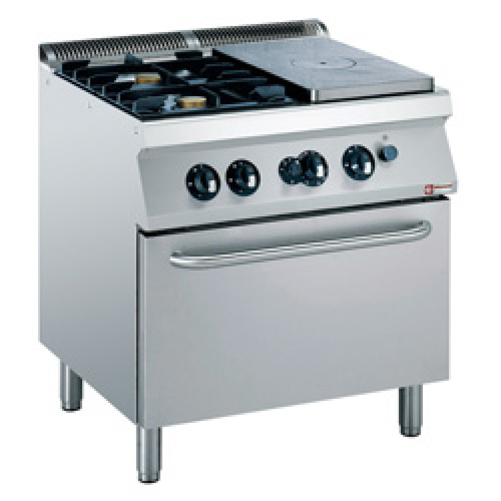 Diamond GAS Stove 2 fires 5,5 kW + 1/2 firebreak plate + gas oven GN 2/1 "Medium 1700"