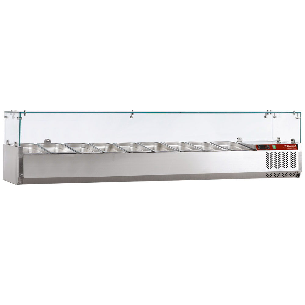 Diamond Kühlaufsatzvetrinen GN Kühlaufsatz 10x GN 1/4 - 150 mm, mit Glas