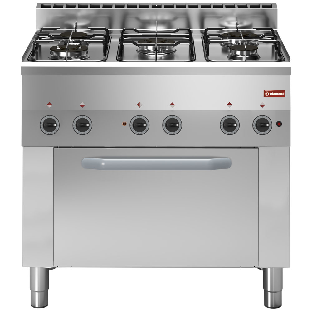 Diamond Ofen Gasherd 5 Brenner mit Elek. Umluftbackofen GN 1/1 und Elek. Grill