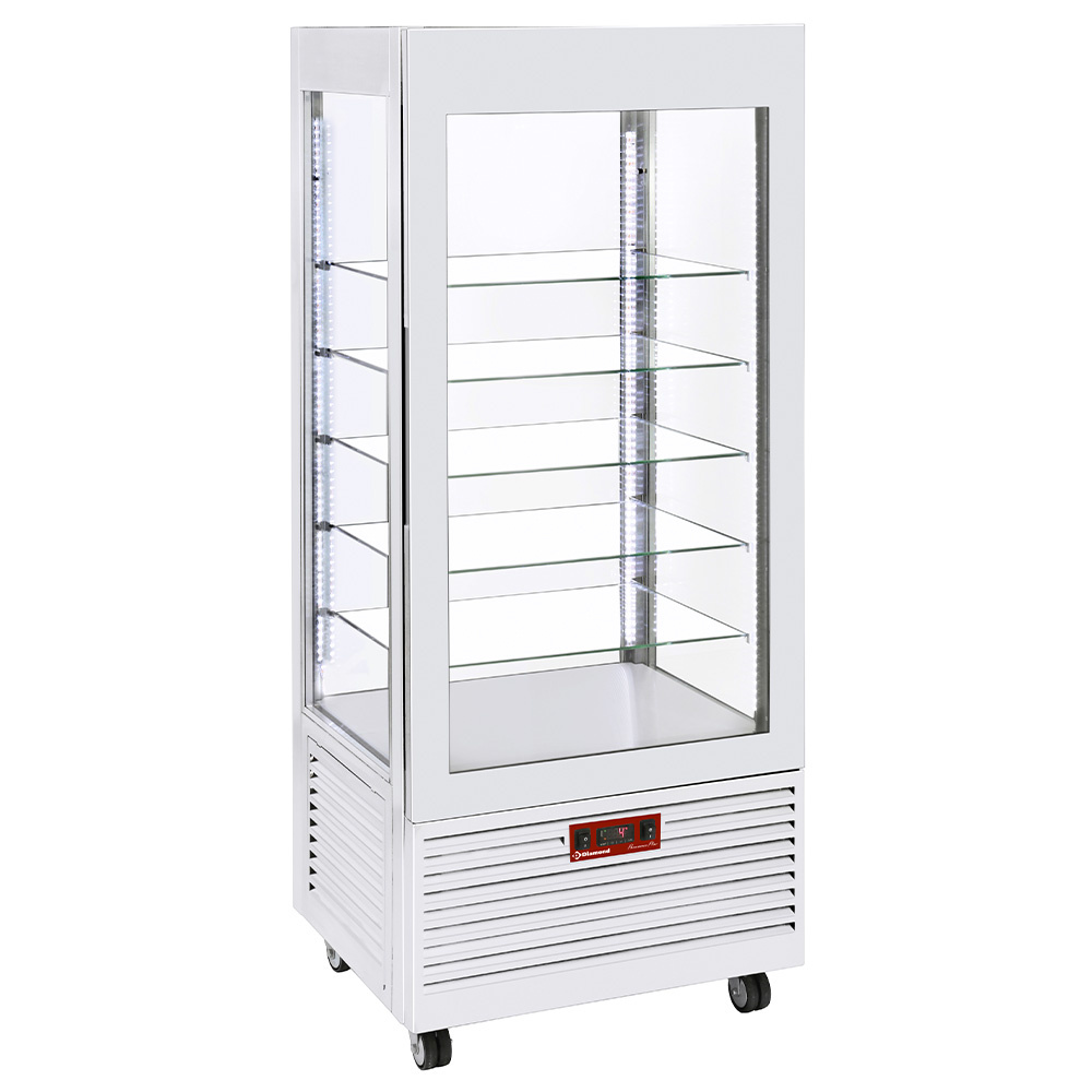Diamond Vitrines T° positive & negative Vitrine 4 Seiten  T° positiv, 5 Regale aus Glas, belüftet, 480 Lit., WEIß