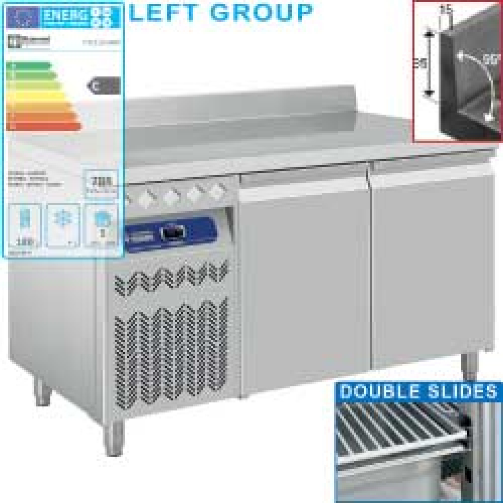 Diamond Khl- und Gefriertische Umluft- Kühltisch "für die Wand", 2 Türen GN 1/1, 260 Liter, Gruppe links