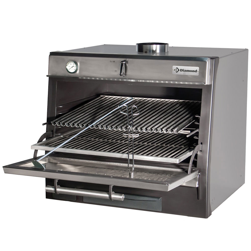 Diamond 75 Kg/h Holzkohleofen-BBQ, GN 1/1 + GN2/4 (75 Kg/h)/Edelstahl