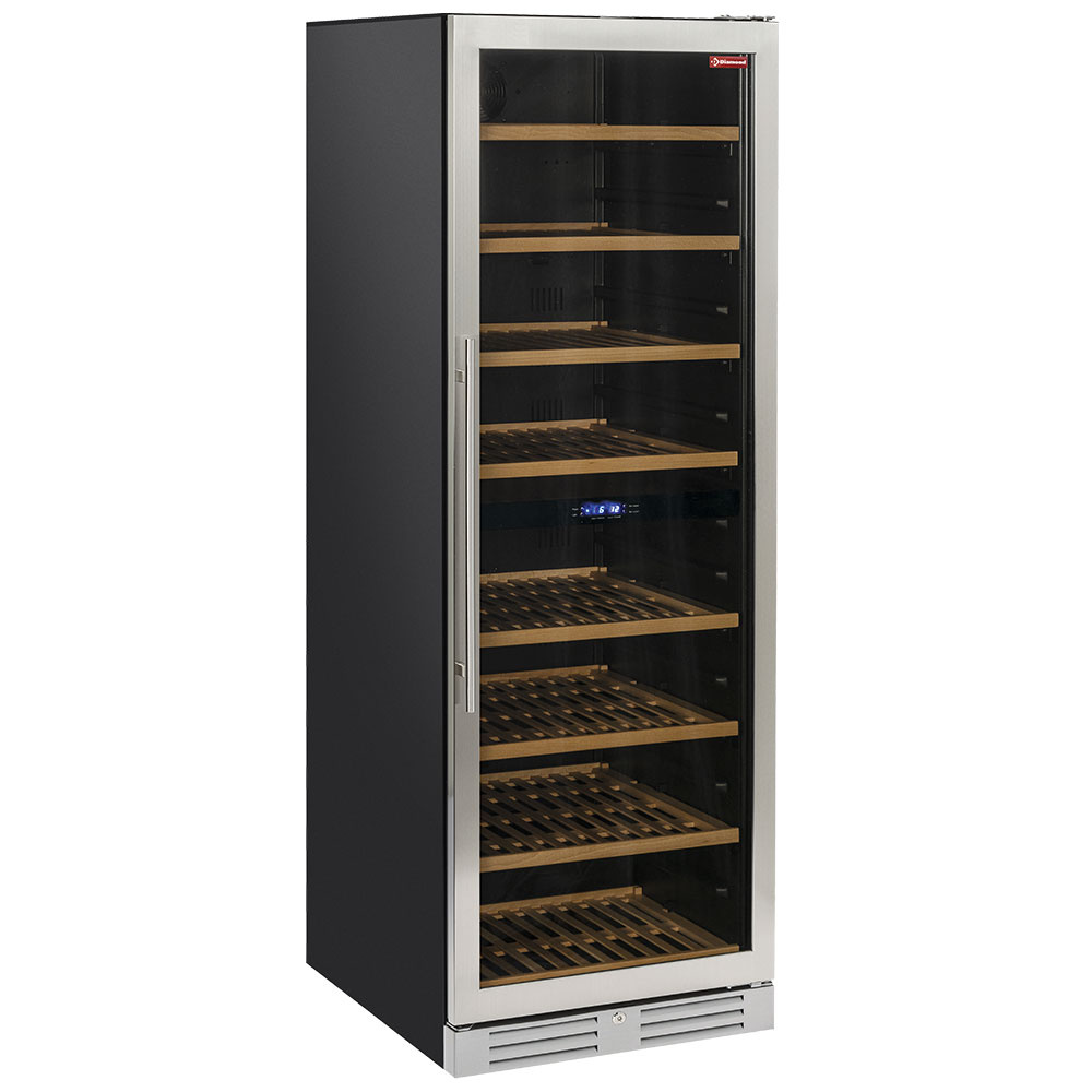 Diamond Weinschraenke Weinkeller Vitrine, belüftet, Edelstahltür, 470 Lt., 2 T° - SCHWARZ