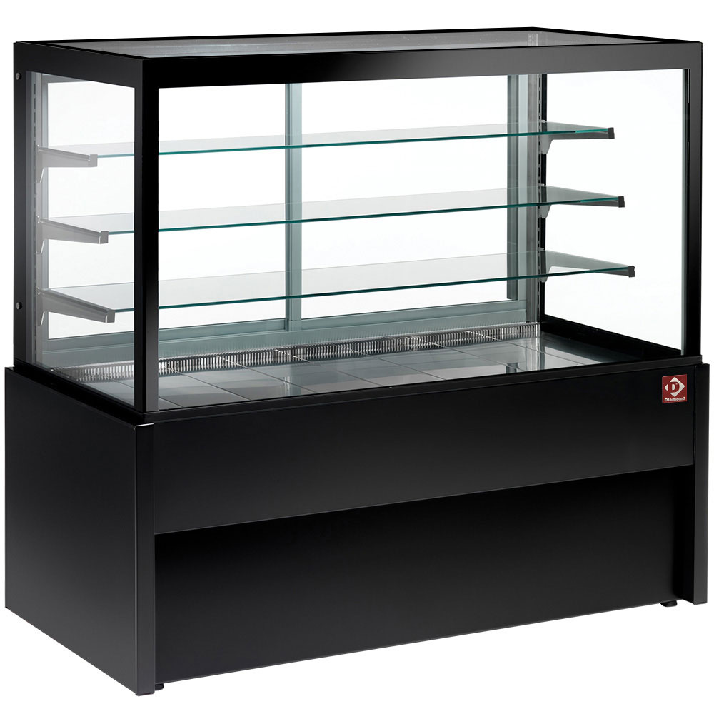 Diamond Vitrinen-Theken Panorama-Verkaufstheke, belüftet, 4 Stufen, ohne Reservefach - SCHWARZ