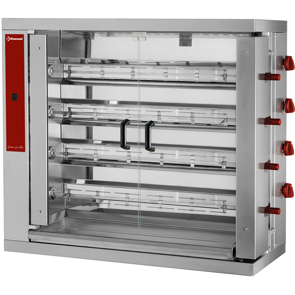 Diamond Hähnchengrill Hähnchengrill Gas, 4 Spieße (24 Hähnchen)