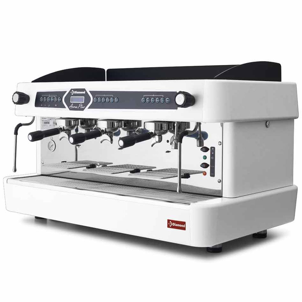 Diamond Espresso-Kaffeemaschinen Expressomaschine, 3-gruppig, automatisch (mit Display)-WEIß