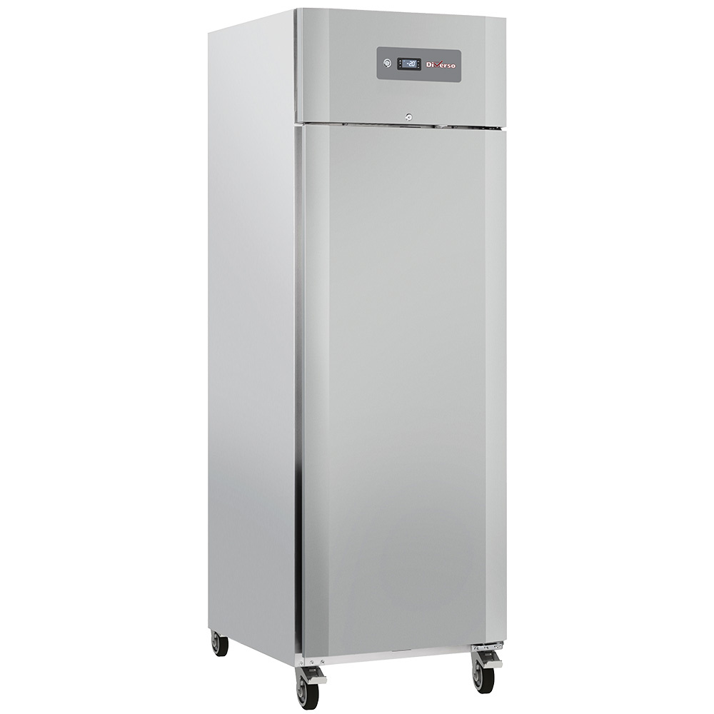 Diverso Kuehl/Gefrieschraenke Belüfteter Gefrierschrank-Schrank 600 Liter 1 Tür GN 2/1, auf Rädern, 2 mit Bremsen