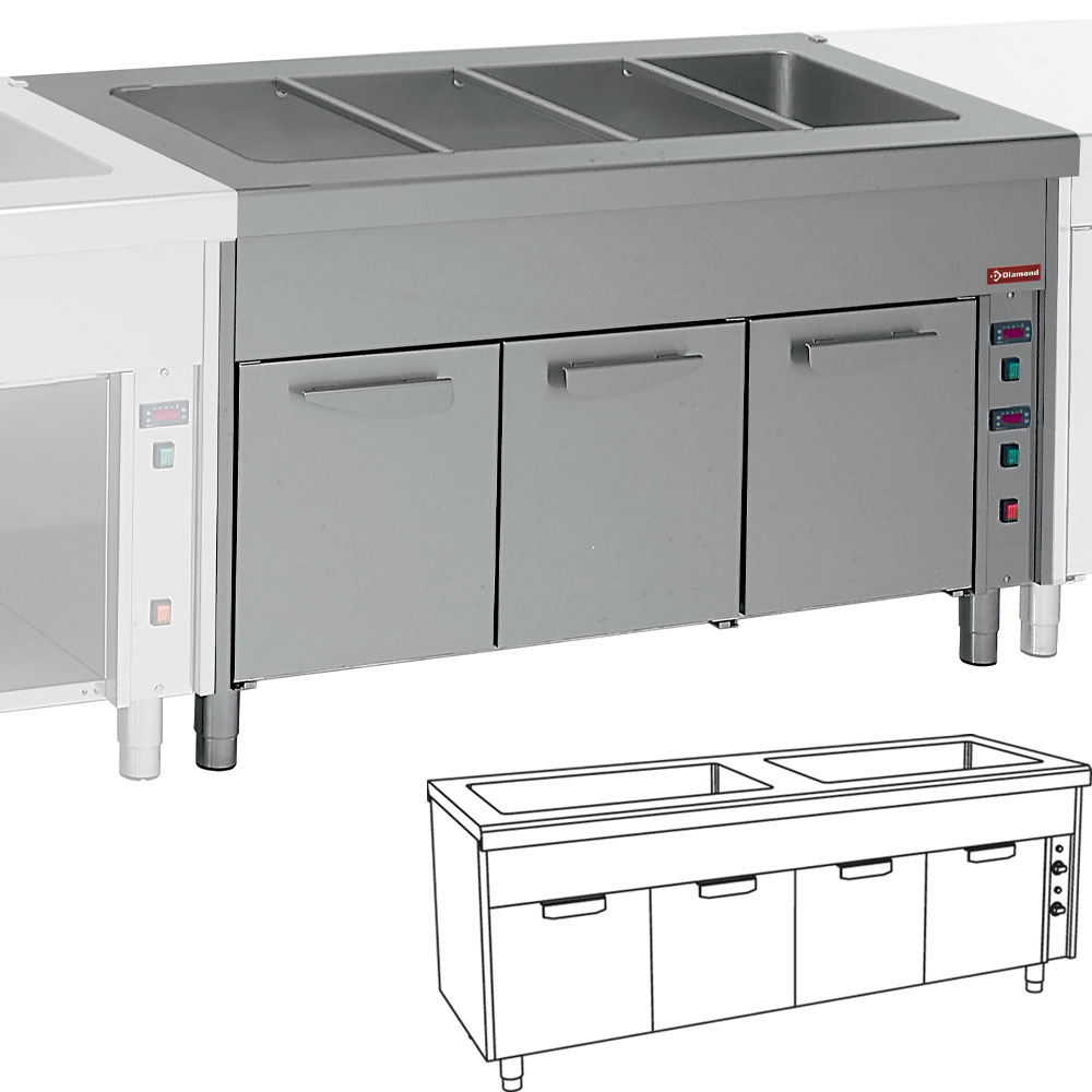Diamond Modulare Self-service 800 Element Bain-Marie auf Wärmeschrank 2x 3 GN 1/1