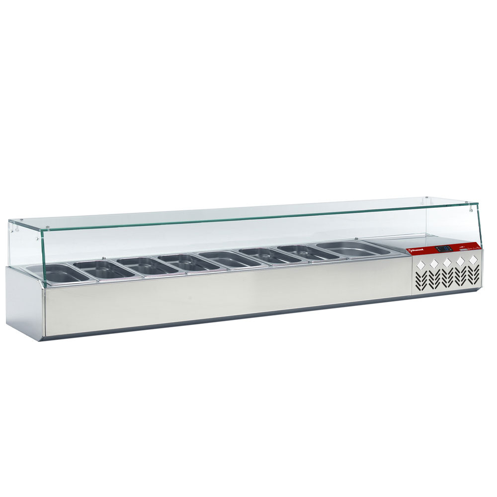 Diamond Kühlaufsatzvetrinen GN Kühlaufsatz GN 8x1/3, 1x1/9, mit gerader Glasscheibe