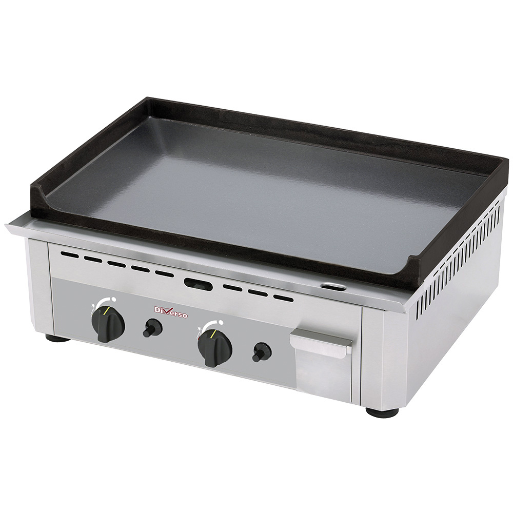 Diverso Grillplatten Gas Tischgrill, doppelt, emaillierte