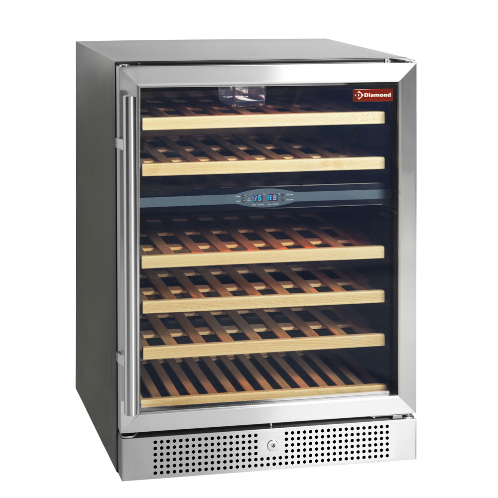 Diamond Weinschraenke Weinkeller Vitrine, belüftet, 160 Lt.,2 T°, BLACK