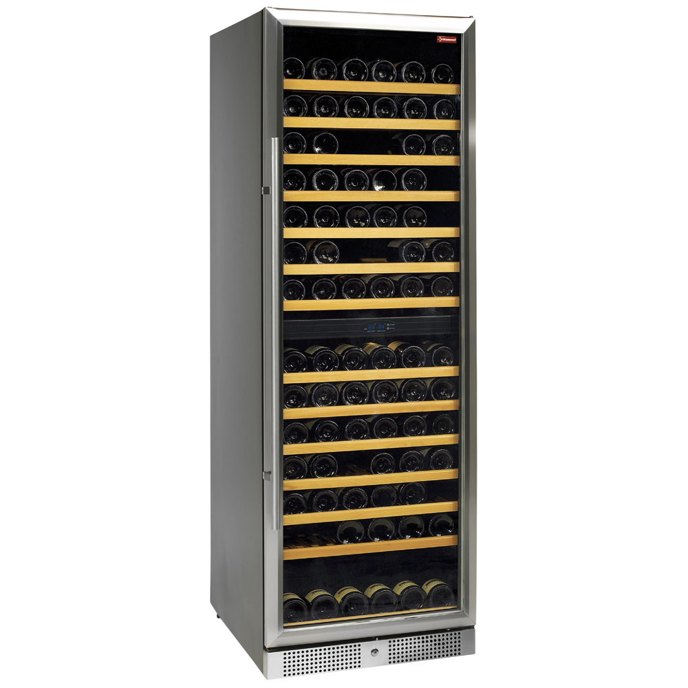 Diamond Weinschraenke Weinkeller Vitrine, belüftet, 375 Lt., Edelstahl Tür, 2 T°,BLACK