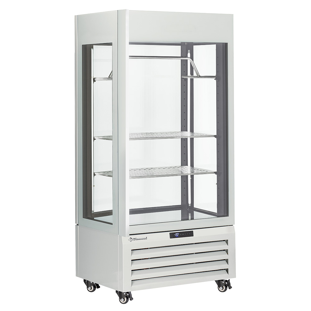 Diamond 600 Lt / MEAT Vollverglaste Vitrine" 600 l, 2 Regale & Fleischstange, belüftet - MEAT - WEISS