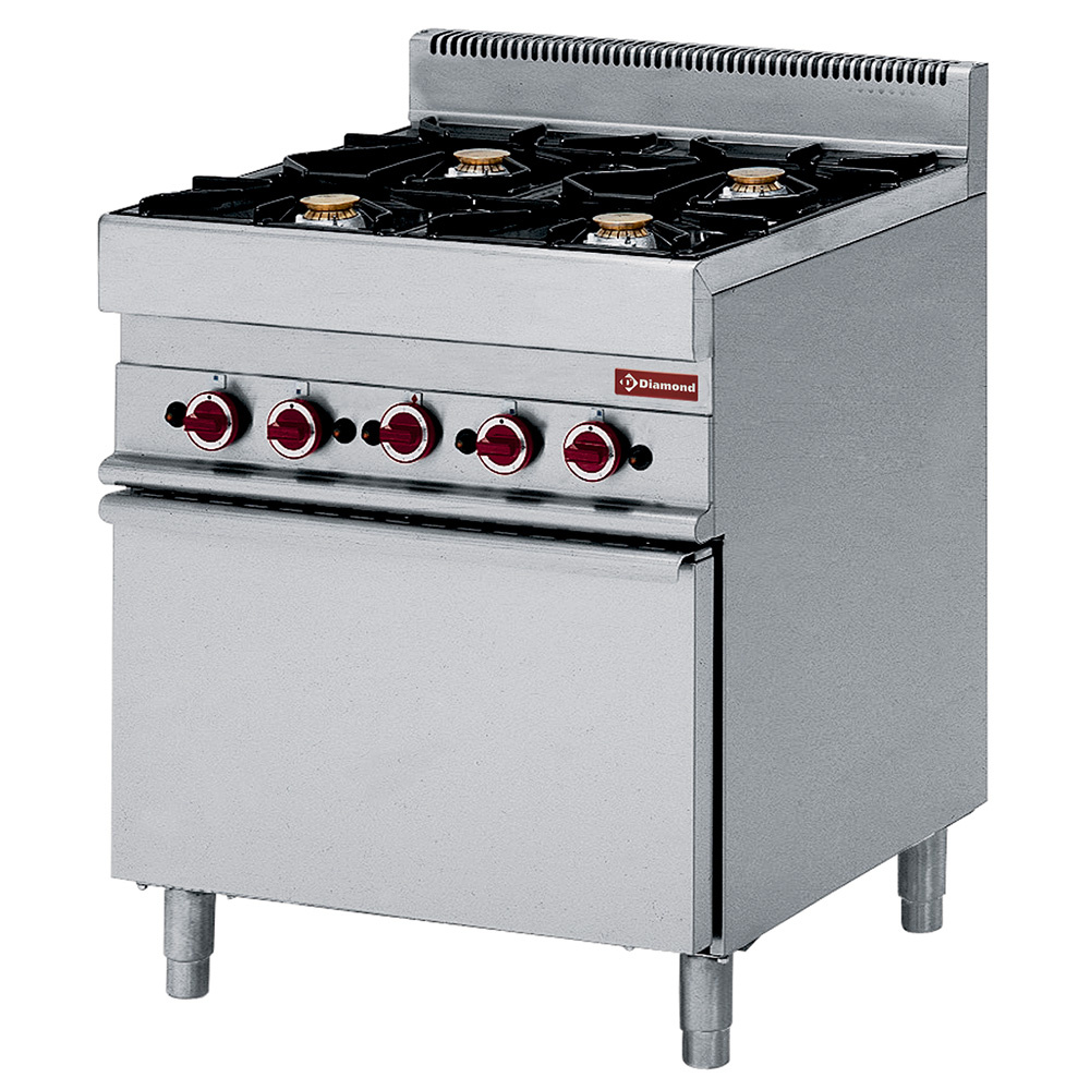 Diamond Kochserie Modular ALPHA 650 Gasherd 4 Brenner mit Elektro Konvektionsofen GN1/1