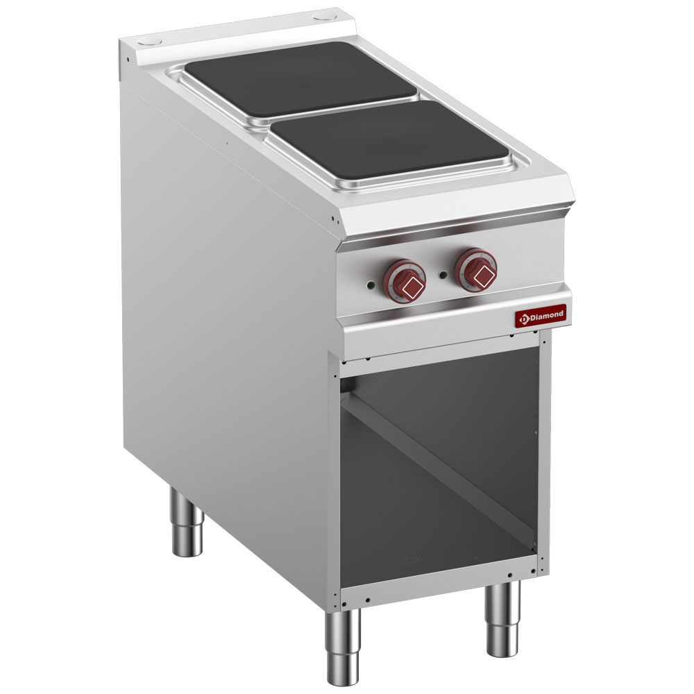 Diamond Kochserie 900 Elektro Plattenherd mit 2 rechteckigen Elektro-Platten, offener Unterbau