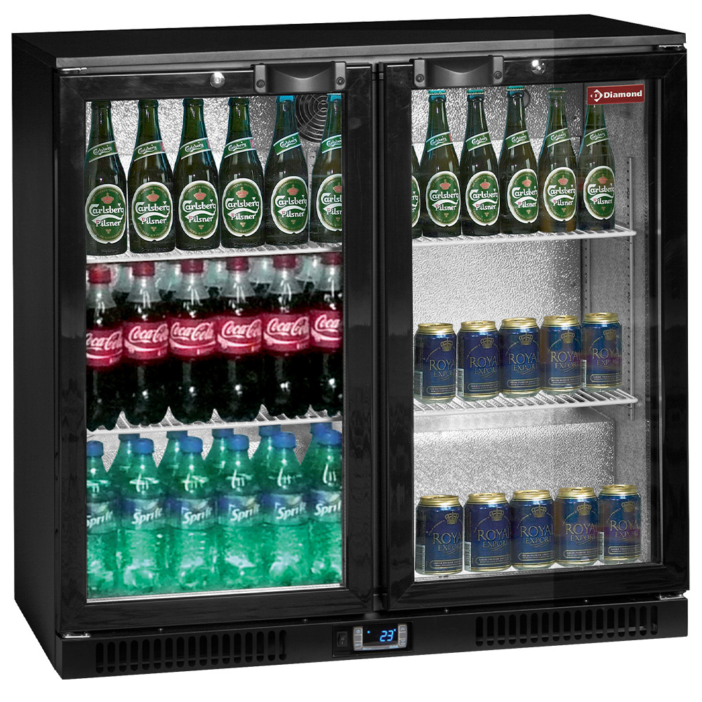 Diamond 191 Lt / BLACK Flaschenkühlschränk, Belüftet, "Back Bar" , 2 Drehflügeltüren
