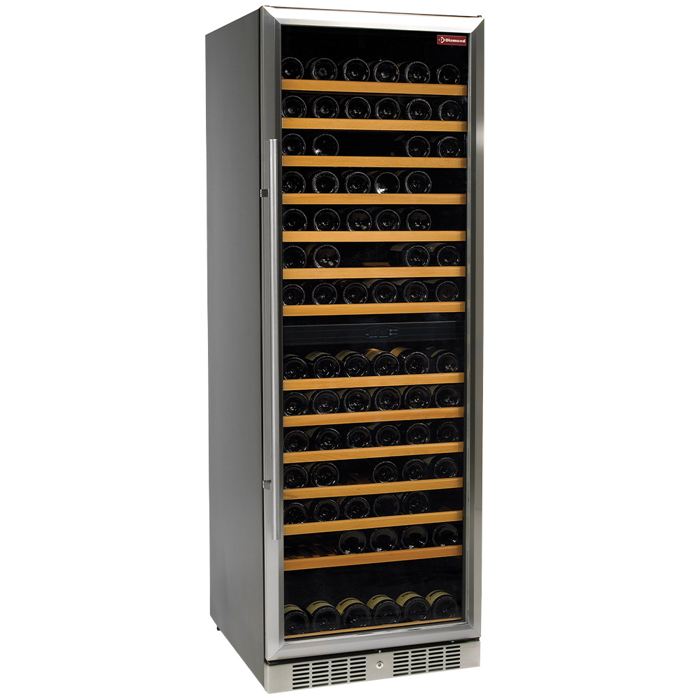 Diamond Weinschraenke Weinkeller Vitrine, belüftet, 375 Lt., Edelstahl Tür, 2 T°,BLACK