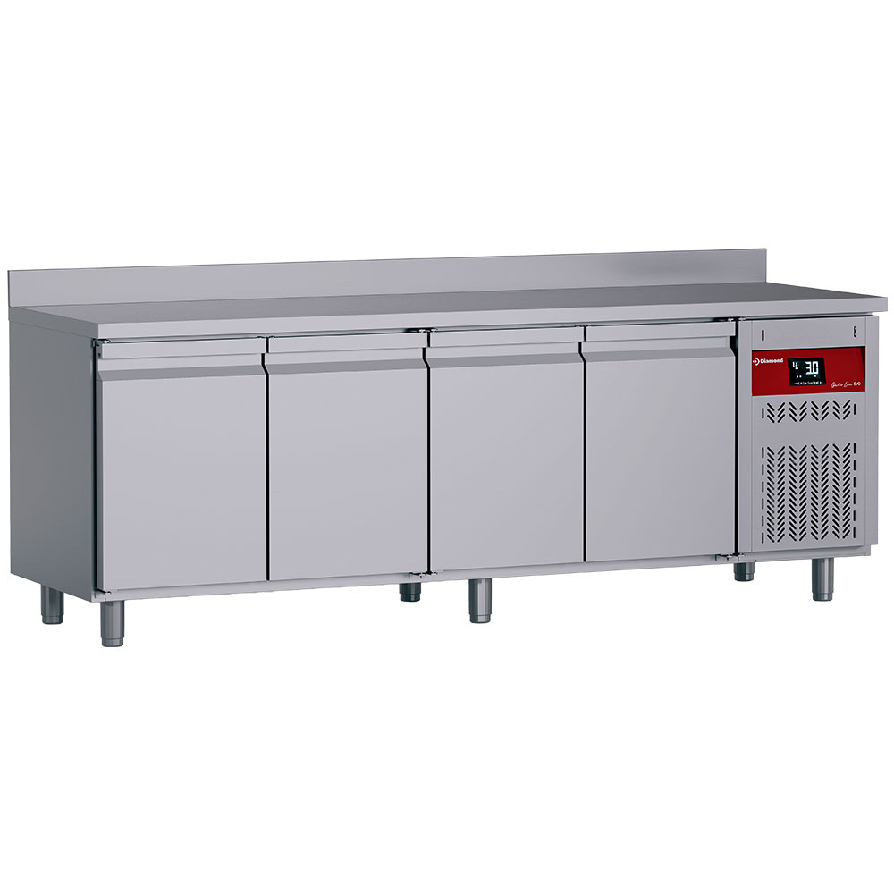 Diamond 700 MM / GN 1/1 Umluft- Kühltisch "für die Wand", 4 Türen GN 1/1, 550 Liter