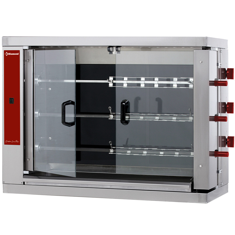 Diamond ELECTRIC - VITROCERAMIC Hähnchengrill Glaskeramik, 3 Spieße (18 Hähnchen)