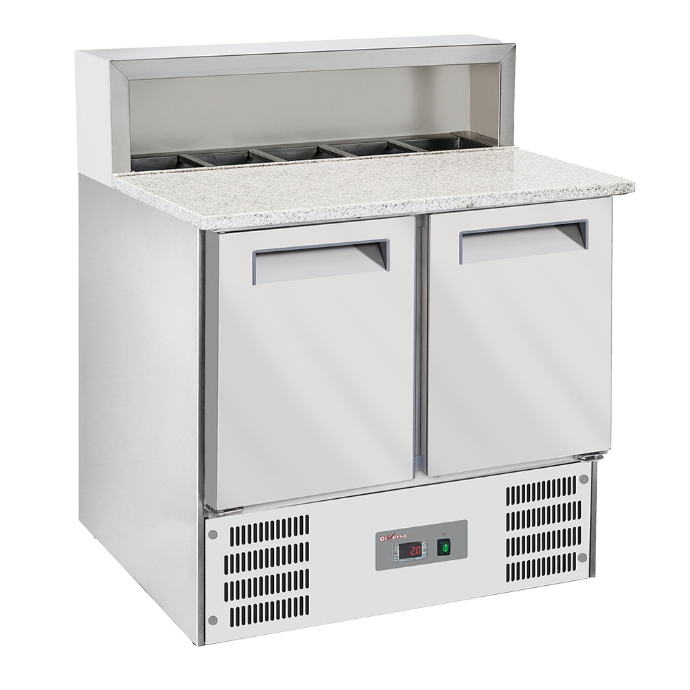 Diverso Khl- und Gefriertische 2-türiger gekühlter pizzas tisch GN1/1, gekühlte Struktur 5x GN1/6-150 mm
