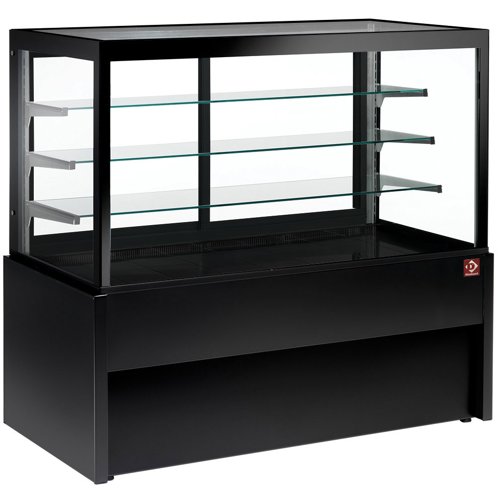 Diamond Vitrinen-Theken Panorama-Verkaufstheke, heizend, 4 Stufen, ohne Reservefach  - SCHWARZ