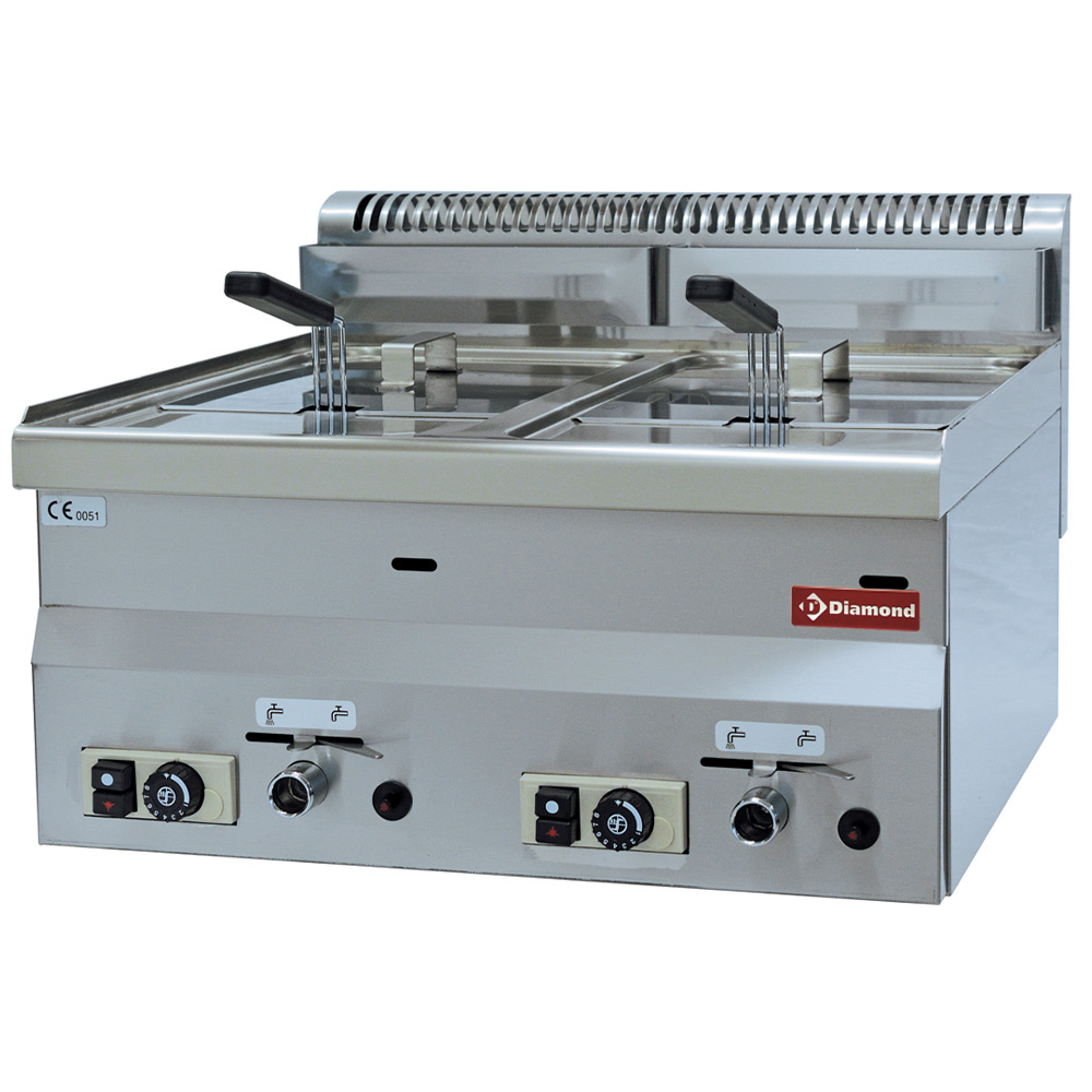 Diamond Kochserie PRO 600 Gas Friteuse, 2 Becken 8 Liter -Top-
