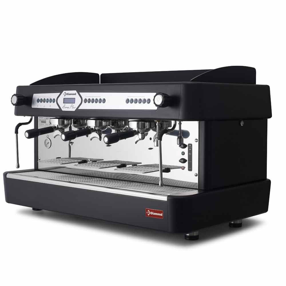 Diamond Espresso-Kaffeemaschinen Expressomaschine, 3-gruppig, automatisch (mit Display)-SCHWARZ