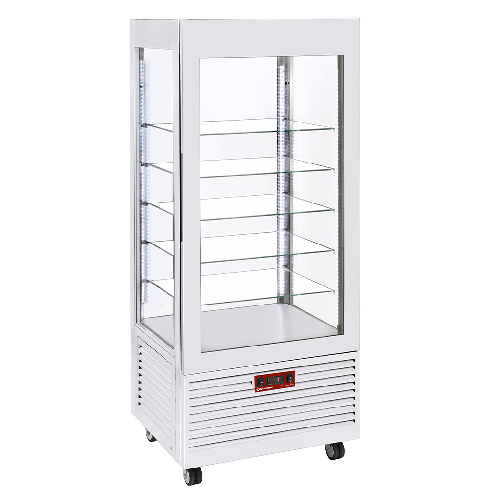 Diamond Vitrines T° positive & negative Vitrine 4 Seiten T° negativ, 5 Regale aus Glas, belüftet, 480 Lit., WEIß