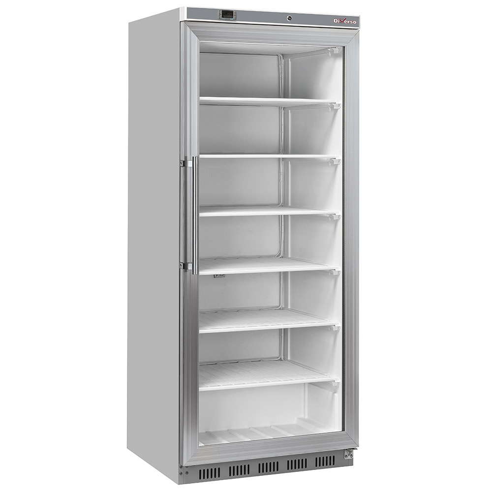 Diverso Kuehl/Gefrieschraenke Gefrierschrank, statisch, Glastür, 600 Liter - aus Edelstahl