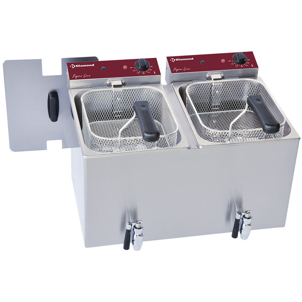 Diamond Friteusen Elektro Tischfriteuse 2x 8 Liter + Ablasshahn