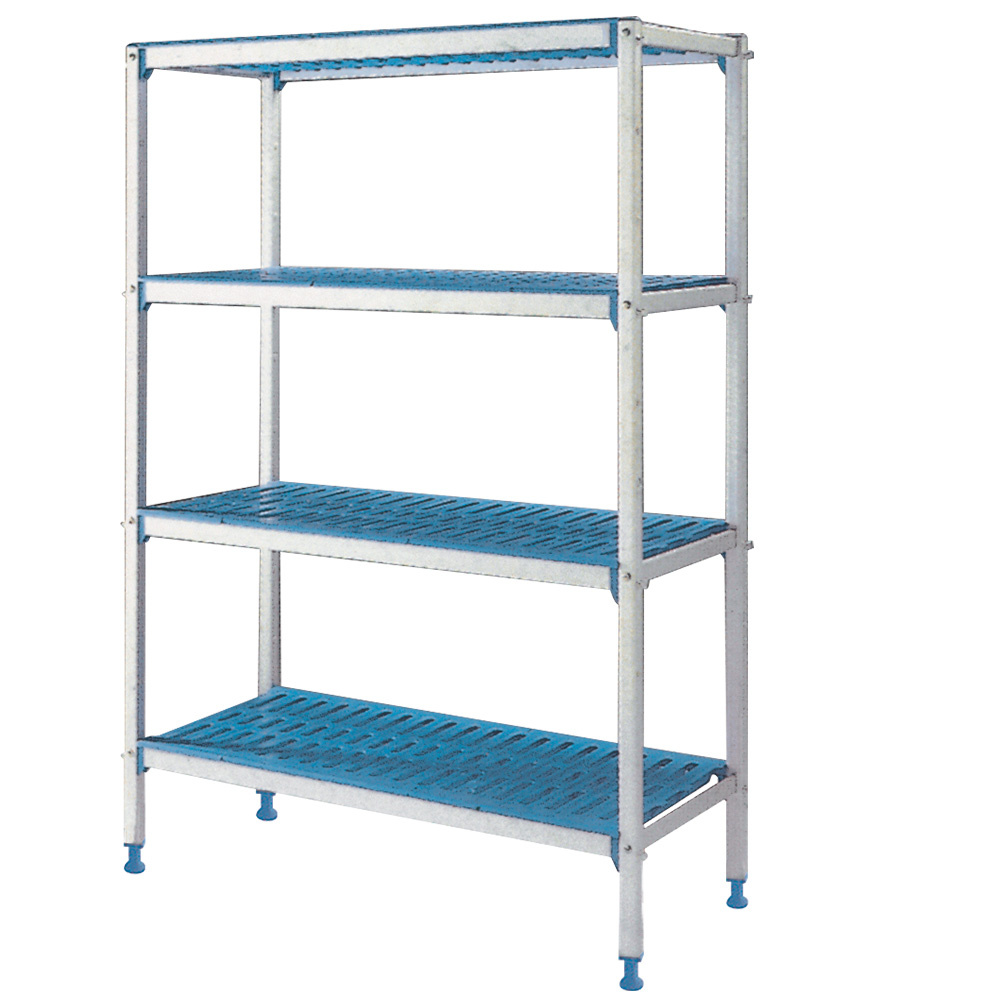 Diamond Linear / 4 Ebenen Anbauregal linear aus eloxiertem Aluminium 4 Böden