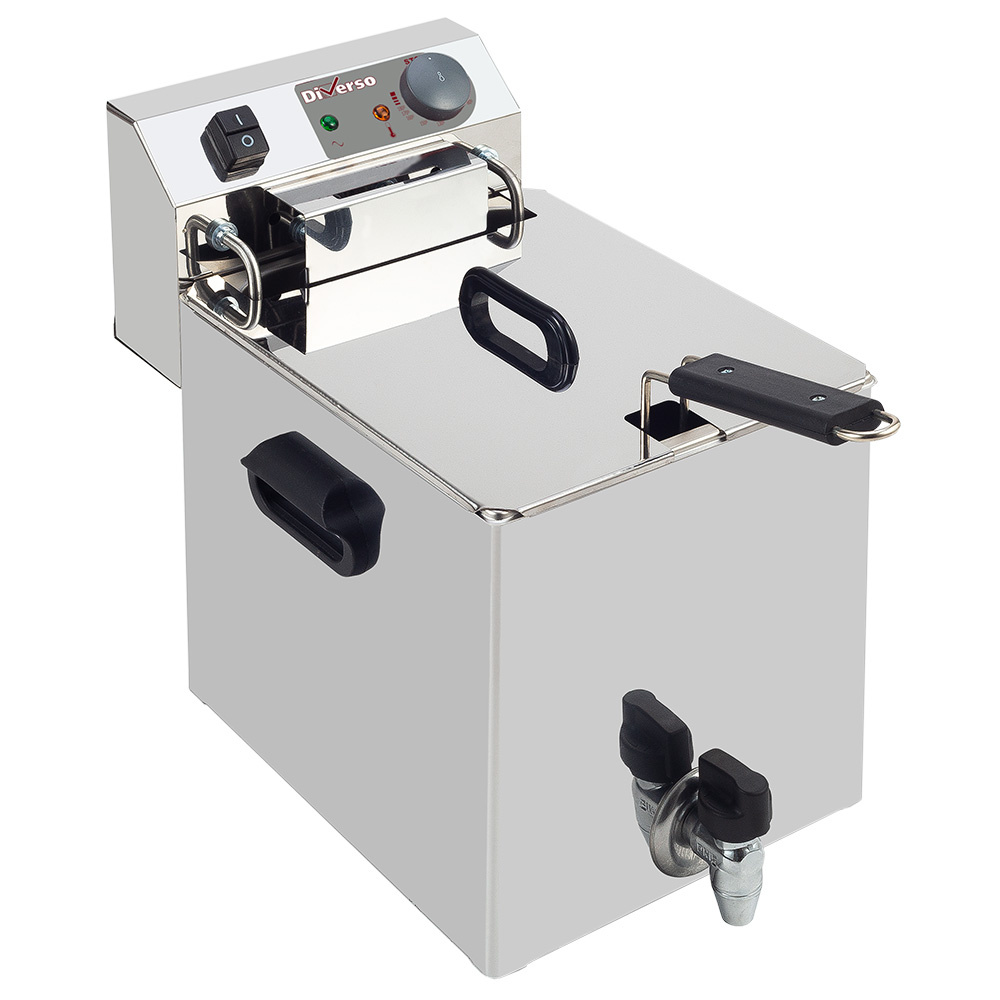 Diverso Friteusen Elektro-Tischfriteuse 10 Liter + Ablasshahn